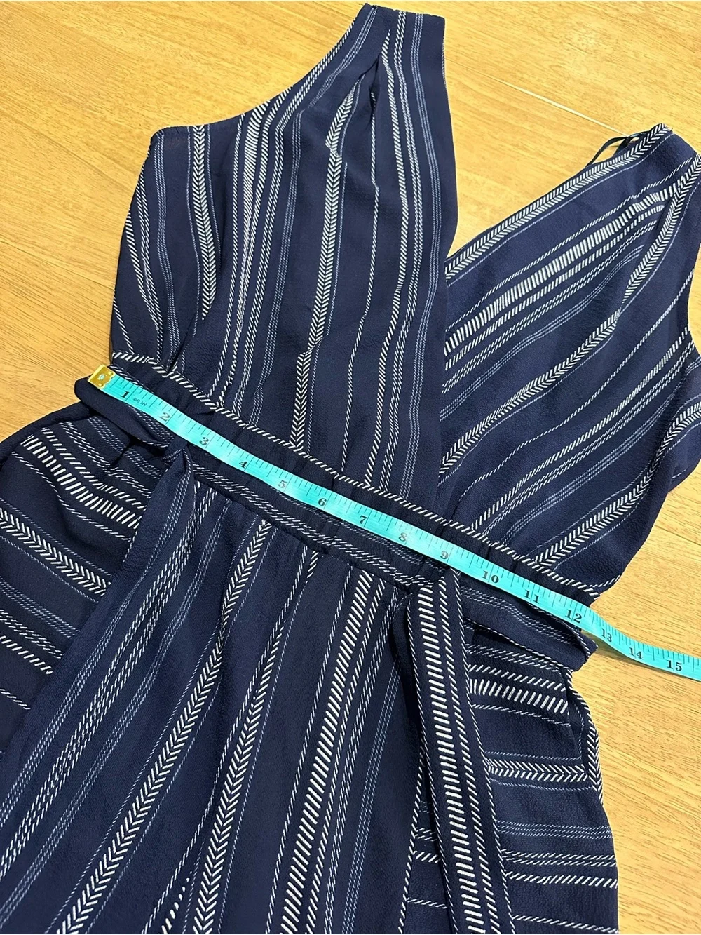 Monteau Navy and White Patterned Small Cropped Leg Jumpsuit